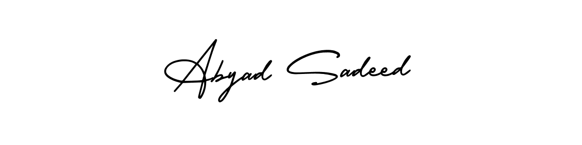 This is the best signature style for the Abyad Sadeed name. Also you like these signature font (AmerikaSignatureDemo-Regular). Mix name signature. Abyad Sadeed signature style 3 images and pictures png