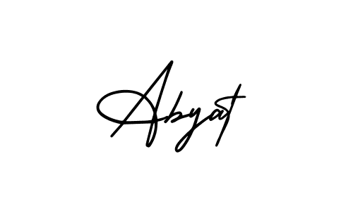 The best way (AmerikaSignatureDemo-Regular) to make a short signature is to pick only two or three words in your name. The name Abyat include a total of six letters. For converting this name. Abyat signature style 3 images and pictures png