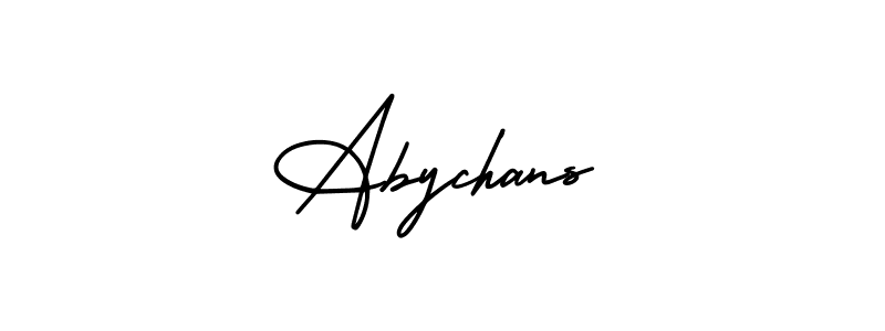 The best way (AmerikaSignatureDemo-Regular) to make a short signature is to pick only two or three words in your name. The name Abychans include a total of six letters. For converting this name. Abychans signature style 3 images and pictures png