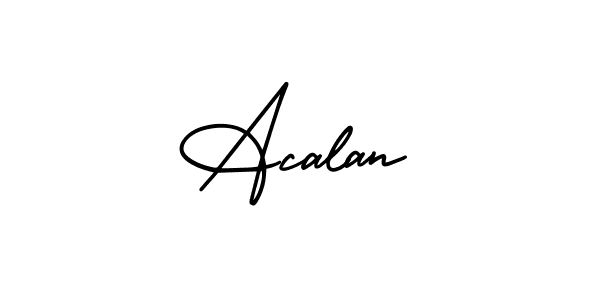 The best way (AmerikaSignatureDemo-Regular) to make a short signature is to pick only two or three words in your name. The name Acalan include a total of six letters. For converting this name. Acalan signature style 3 images and pictures png