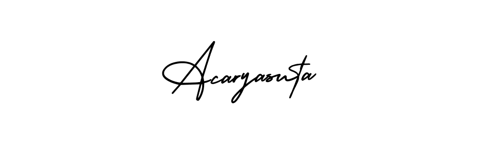 You should practise on your own different ways (AmerikaSignatureDemo-Regular) to write your name (Acaryasuta) in signature. don't let someone else do it for you. Acaryasuta signature style 3 images and pictures png