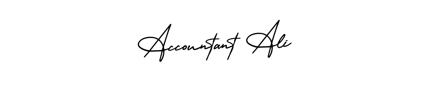 Also You can easily find your signature by using the search form. We will create Accountant Ali name handwritten signature images for you free of cost using AmerikaSignatureDemo-Regular sign style. Accountant Ali signature style 3 images and pictures png