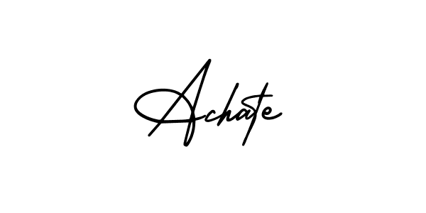 You should practise on your own different ways (AmerikaSignatureDemo-Regular) to write your name (Achate) in signature. don't let someone else do it for you. Achate signature style 3 images and pictures png