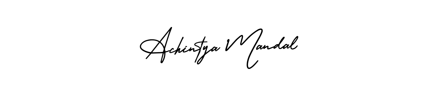 You should practise on your own different ways (AmerikaSignatureDemo-Regular) to write your name (Achintya Mandal) in signature. don't let someone else do it for you. Achintya Mandal signature style 3 images and pictures png