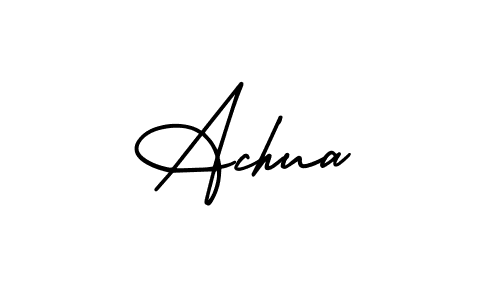 How to make Achua name signature. Use AmerikaSignatureDemo-Regular style for creating short signs online. This is the latest handwritten sign. Achua signature style 3 images and pictures png