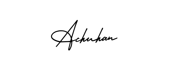 How to make Achuhan name signature. Use AmerikaSignatureDemo-Regular style for creating short signs online. This is the latest handwritten sign. Achuhan signature style 3 images and pictures png