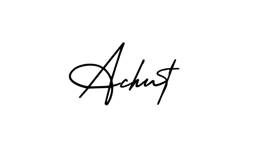 The best way (AmerikaSignatureDemo-Regular) to make a short signature is to pick only two or three words in your name. The name Achut include a total of six letters. For converting this name. Achut signature style 3 images and pictures png