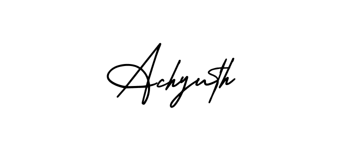 The best way (AmerikaSignatureDemo-Regular) to make a short signature is to pick only two or three words in your name. The name Achyuth include a total of six letters. For converting this name. Achyuth signature style 3 images and pictures png