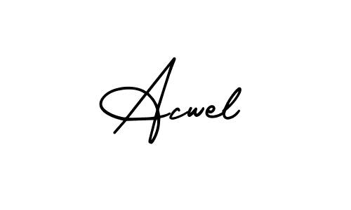 How to make Acwel name signature. Use AmerikaSignatureDemo-Regular style for creating short signs online. This is the latest handwritten sign. Acwel signature style 3 images and pictures png