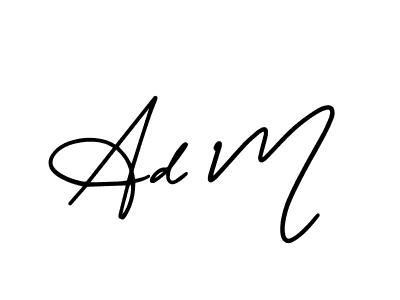 The best way (AmerikaSignatureDemo-Regular) to make a short signature is to pick only two or three words in your name. The name Ad M include a total of six letters. For converting this name. Ad M signature style 3 images and pictures png