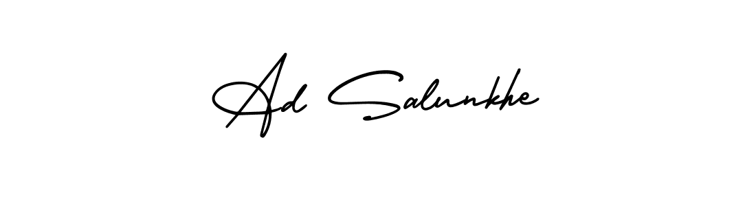 if you are searching for the best signature style for your name Ad Salunkhe. so please give up your signature search. here we have designed multiple signature styles  using AmerikaSignatureDemo-Regular. Ad Salunkhe signature style 3 images and pictures png