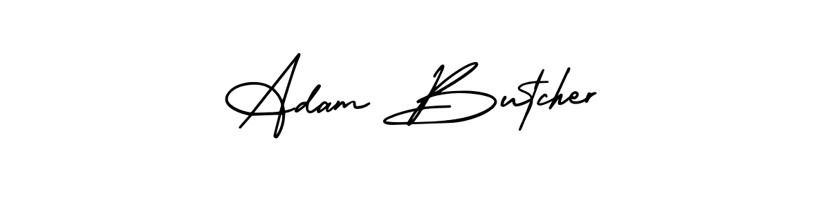 How to make Adam Butcher name signature. Use AmerikaSignatureDemo-Regular style for creating short signs online. This is the latest handwritten sign. Adam Butcher signature style 3 images and pictures png