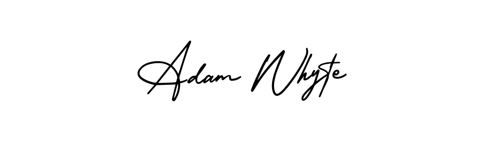 You should practise on your own different ways (AmerikaSignatureDemo-Regular) to write your name (Adam Whyte) in signature. don't let someone else do it for you. Adam Whyte signature style 3 images and pictures png