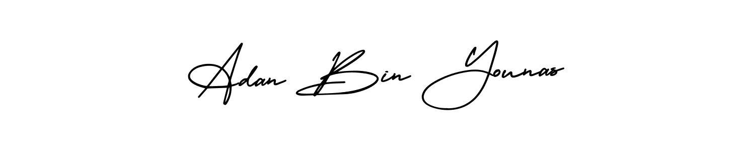 if you are searching for the best signature style for your name Adan Bin Younas. so please give up your signature search. here we have designed multiple signature styles  using AmerikaSignatureDemo-Regular. Adan Bin Younas signature style 3 images and pictures png