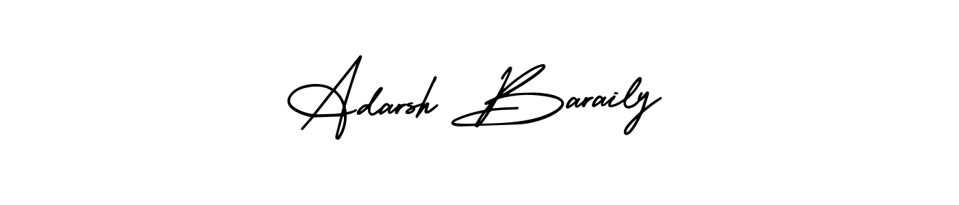 The best way (AmerikaSignatureDemo-Regular) to make a short signature is to pick only two or three words in your name. The name Adarsh Baraily include a total of six letters. For converting this name. Adarsh Baraily signature style 3 images and pictures png