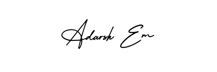 AmerikaSignatureDemo-Regular is a professional signature style that is perfect for those who want to add a touch of class to their signature. It is also a great choice for those who want to make their signature more unique. Get Adarsh Em name to fancy signature for free. Adarsh Em signature style 3 images and pictures png