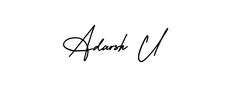 Also You can easily find your signature by using the search form. We will create Adarsh U name handwritten signature images for you free of cost using AmerikaSignatureDemo-Regular sign style. Adarsh U signature style 3 images and pictures png
