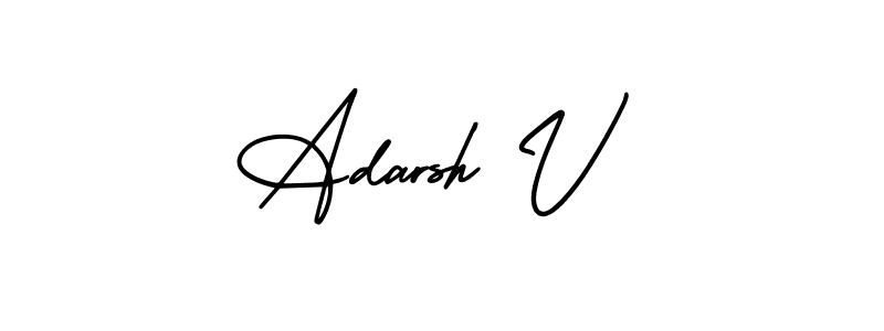 Also we have Adarsh V name is the best signature style. Create professional handwritten signature collection using AmerikaSignatureDemo-Regular autograph style. Adarsh V signature style 3 images and pictures png