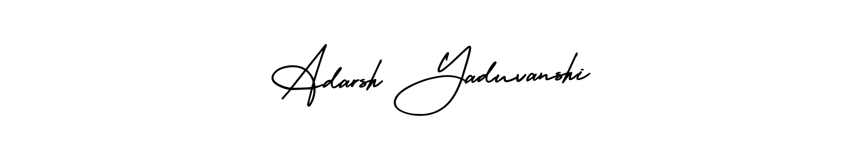 You should practise on your own different ways (AmerikaSignatureDemo-Regular) to write your name (Adarsh Yaduvanshi) in signature. don't let someone else do it for you. Adarsh Yaduvanshi signature style 3 images and pictures png