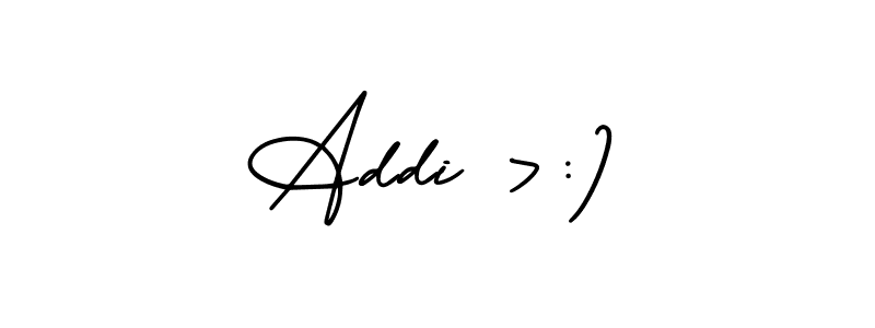 Addi >:) stylish signature style. Best Handwritten Sign (AmerikaSignatureDemo-Regular) for my name. Handwritten Signature Collection Ideas for my name Addi >:). Addi >:) signature style 3 images and pictures png