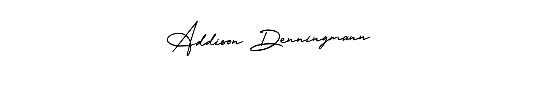 The best way (AmerikaSignatureDemo-Regular) to make a short signature is to pick only two or three words in your name. The name Addison Denningmann include a total of six letters. For converting this name. Addison Denningmann signature style 3 images and pictures png