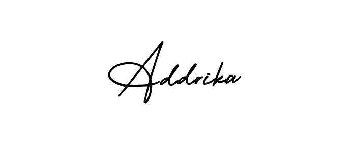 How to make Addrika name signature. Use AmerikaSignatureDemo-Regular style for creating short signs online. This is the latest handwritten sign. Addrika signature style 3 images and pictures png