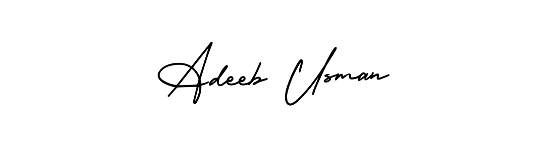 if you are searching for the best signature style for your name Adeeb Usman. so please give up your signature search. here we have designed multiple signature styles  using AmerikaSignatureDemo-Regular. Adeeb Usman signature style 3 images and pictures png