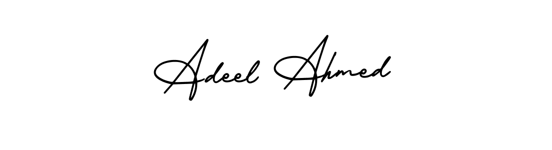 The best way (AmerikaSignatureDemo-Regular) to make a short signature is to pick only two or three words in your name. The name Adeel Ahmed include a total of six letters. For converting this name. Adeel Ahmed signature style 3 images and pictures png