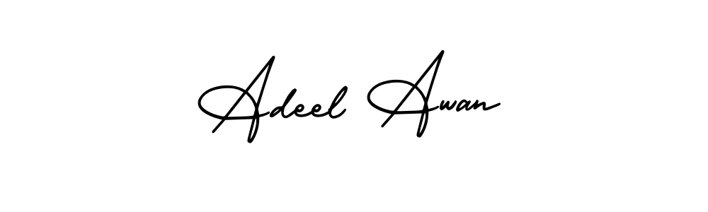 The best way (AmerikaSignatureDemo-Regular) to make a short signature is to pick only two or three words in your name. The name Adeel Awan include a total of six letters. For converting this name. Adeel Awan signature style 3 images and pictures png