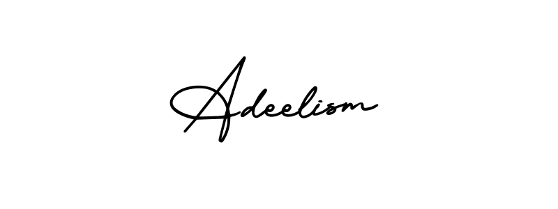 You should practise on your own different ways (AmerikaSignatureDemo-Regular) to write your name (Adeelism) in signature. don't let someone else do it for you. Adeelism signature style 3 images and pictures png