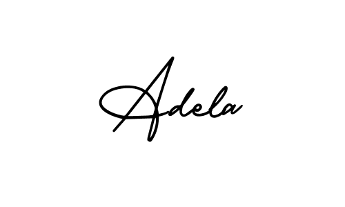 You should practise on your own different ways (AmerikaSignatureDemo-Regular) to write your name (Adela) in signature. don't let someone else do it for you. Adela signature style 3 images and pictures png