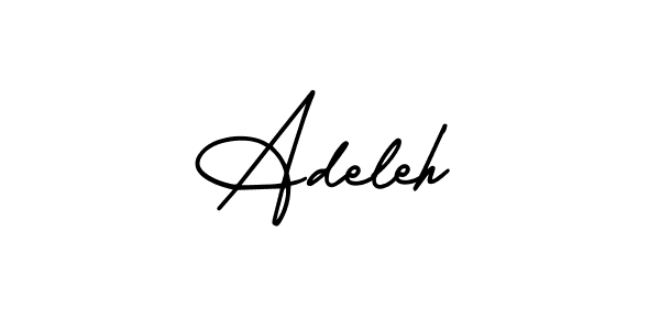 The best way (AmerikaSignatureDemo-Regular) to make a short signature is to pick only two or three words in your name. The name Adeleh include a total of six letters. For converting this name. Adeleh signature style 3 images and pictures png