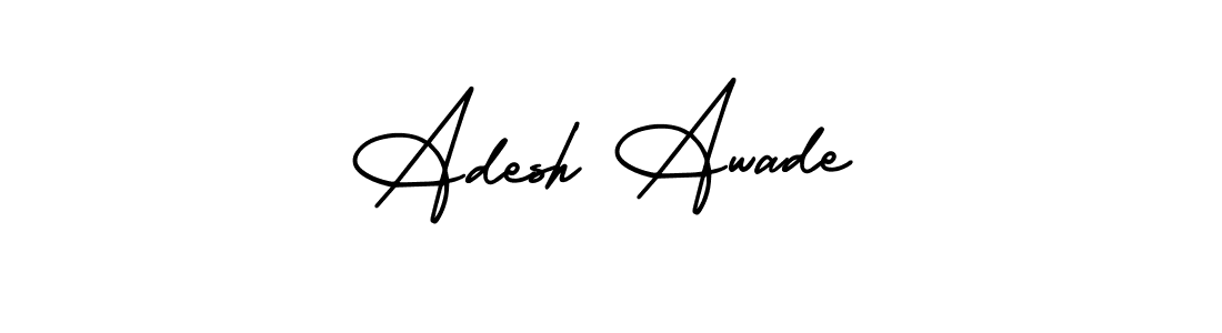 The best way (AmerikaSignatureDemo-Regular) to make a short signature is to pick only two or three words in your name. The name Adesh Awade include a total of six letters. For converting this name. Adesh Awade signature style 3 images and pictures png