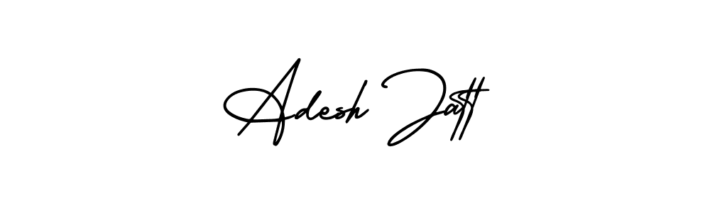 You should practise on your own different ways (AmerikaSignatureDemo-Regular) to write your name (Adesh Jatt) in signature. don't let someone else do it for you. Adesh Jatt signature style 3 images and pictures png