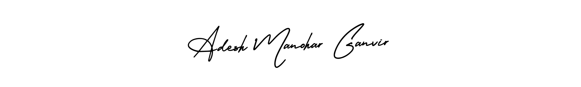 The best way (AmerikaSignatureDemo-Regular) to make a short signature is to pick only two or three words in your name. The name Adesh Manohar Ganvir include a total of six letters. For converting this name. Adesh Manohar Ganvir signature style 3 images and pictures png