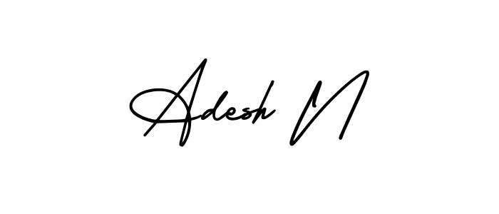 Use a signature maker to create a handwritten signature online. With this signature software, you can design (AmerikaSignatureDemo-Regular) your own signature for name Adesh N. Adesh N signature style 3 images and pictures png
