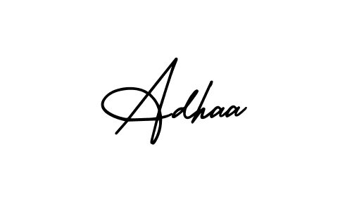 How to make Adhaa name signature. Use AmerikaSignatureDemo-Regular style for creating short signs online. This is the latest handwritten sign. Adhaa signature style 3 images and pictures png