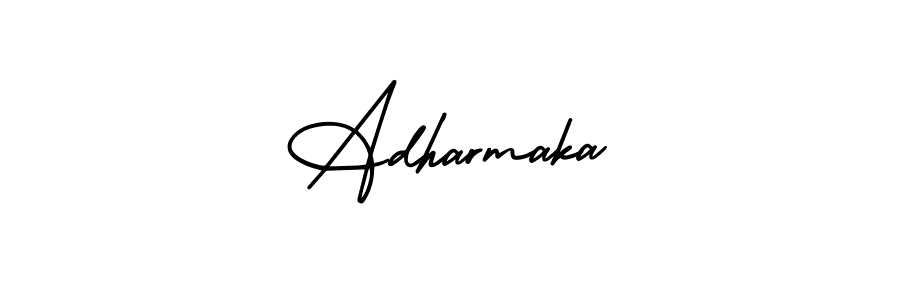 Adharmaka stylish signature style. Best Handwritten Sign (AmerikaSignatureDemo-Regular) for my name. Handwritten Signature Collection Ideas for my name Adharmaka. Adharmaka signature style 3 images and pictures png