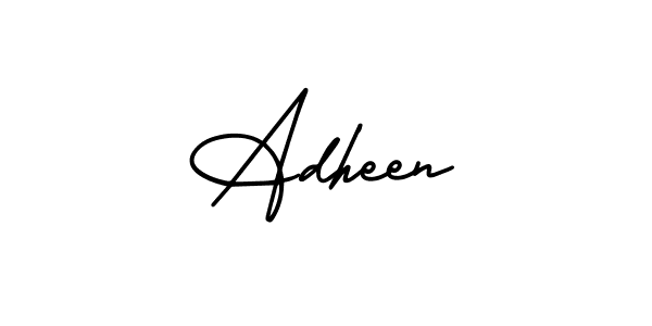 The best way (AmerikaSignatureDemo-Regular) to make a short signature is to pick only two or three words in your name. The name Adheen include a total of six letters. For converting this name. Adheen signature style 3 images and pictures png