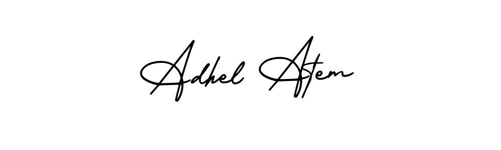 How to make Adhel Atem name signature. Use AmerikaSignatureDemo-Regular style for creating short signs online. This is the latest handwritten sign. Adhel Atem signature style 3 images and pictures png