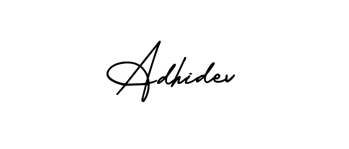 The best way (AmerikaSignatureDemo-Regular) to make a short signature is to pick only two or three words in your name. The name Adhidev include a total of six letters. For converting this name. Adhidev signature style 3 images and pictures png