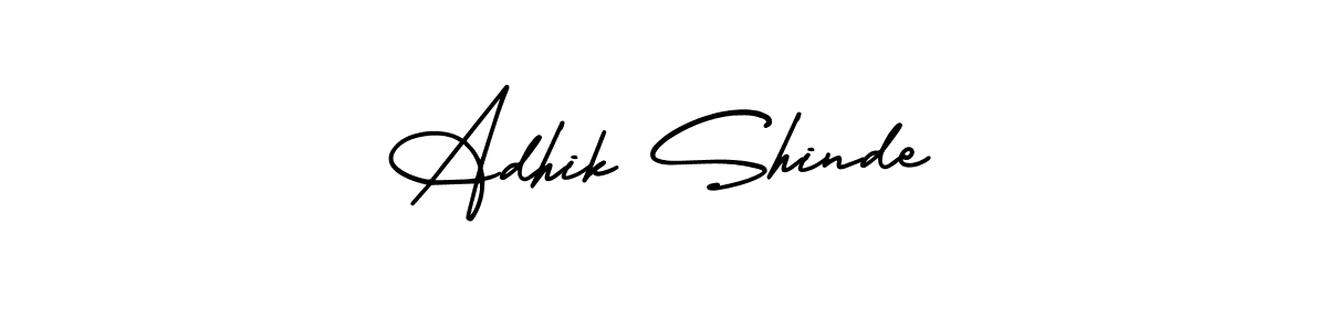 This is the best signature style for the Adhik Shinde name. Also you like these signature font (AmerikaSignatureDemo-Regular). Mix name signature. Adhik Shinde signature style 3 images and pictures png