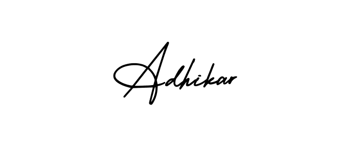 How to make Adhikar name signature. Use AmerikaSignatureDemo-Regular style for creating short signs online. This is the latest handwritten sign. Adhikar signature style 3 images and pictures png