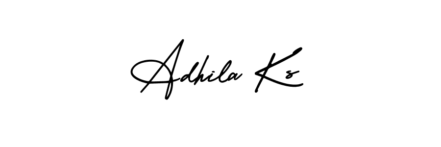 How to make Adhila Ks name signature. Use AmerikaSignatureDemo-Regular style for creating short signs online. This is the latest handwritten sign. Adhila Ks signature style 3 images and pictures png