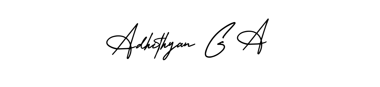 Use a signature maker to create a handwritten signature online. With this signature software, you can design (AmerikaSignatureDemo-Regular) your own signature for name Adhithyan G A. Adhithyan G A signature style 3 images and pictures png