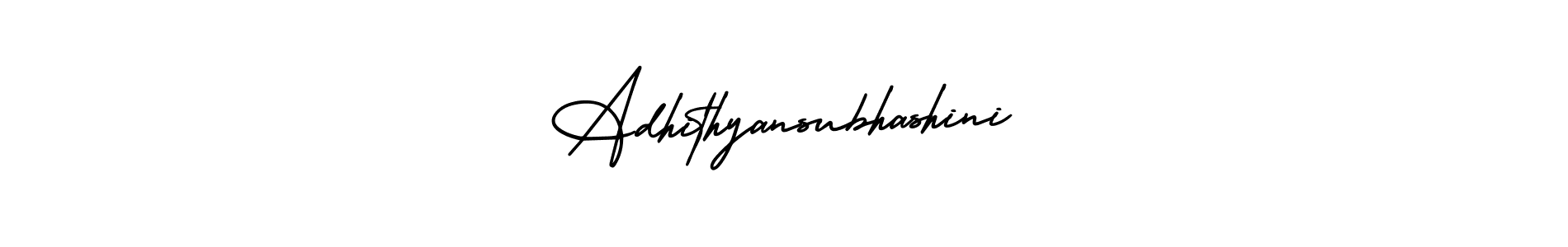 The best way (AmerikaSignatureDemo-Regular) to make a short signature is to pick only two or three words in your name. The name Adhithyansubhashini include a total of six letters. For converting this name. Adhithyansubhashini signature style 3 images and pictures png