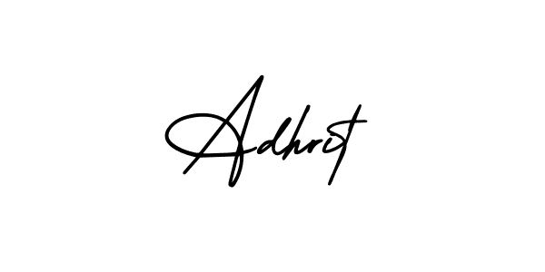 You should practise on your own different ways (AmerikaSignatureDemo-Regular) to write your name (Adhrit) in signature. don't let someone else do it for you. Adhrit signature style 3 images and pictures png