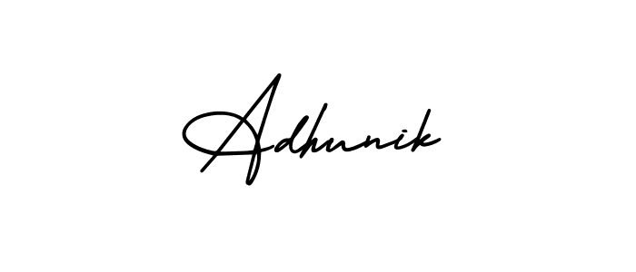 AmerikaSignatureDemo-Regular is a professional signature style that is perfect for those who want to add a touch of class to their signature. It is also a great choice for those who want to make their signature more unique. Get Adhunik name to fancy signature for free. Adhunik signature style 3 images and pictures png