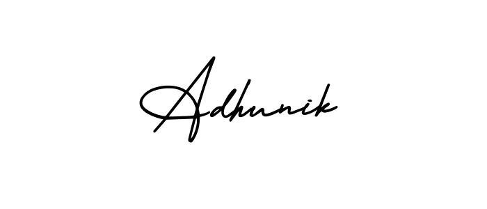 You can use this online signature creator to create a handwritten signature for the name Adhunik. This is the best online autograph maker. Adhunik signature style 3 images and pictures png