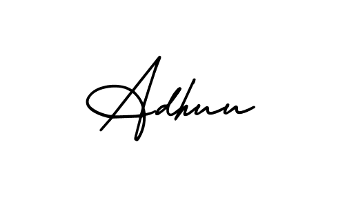 if you are searching for the best signature style for your name Adhuu. so please give up your signature search. here we have designed multiple signature styles  using AmerikaSignatureDemo-Regular. Adhuu signature style 3 images and pictures png